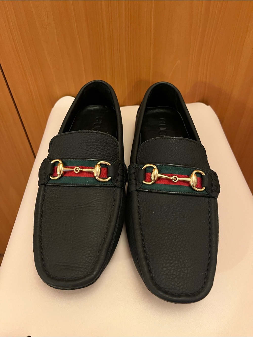 Gucci Black Leather Horsebit Loafers